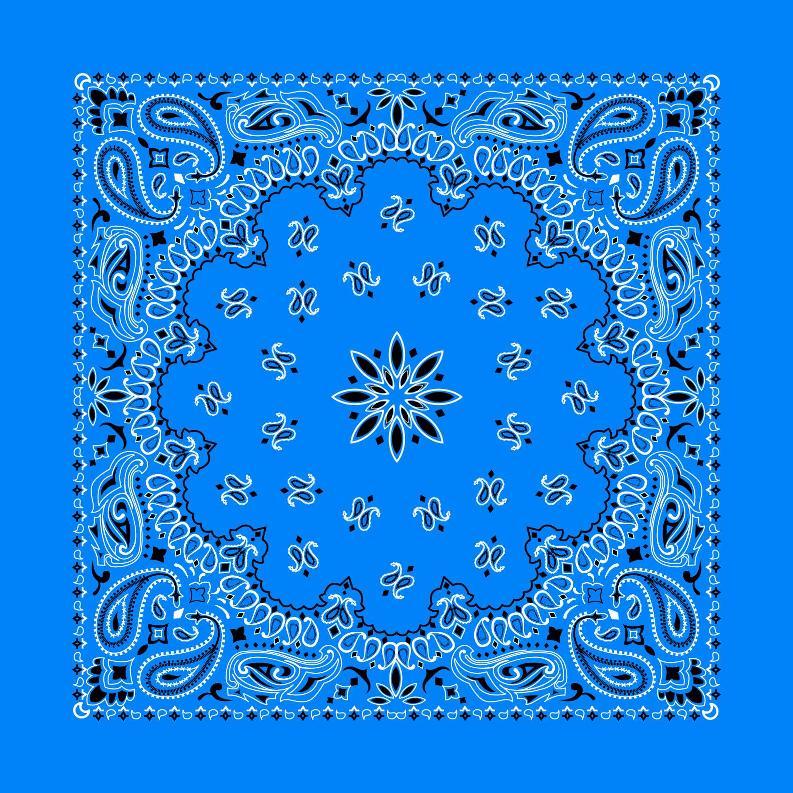 Kaleidoscope Paisley Bandana Template — editable paisley bandana template