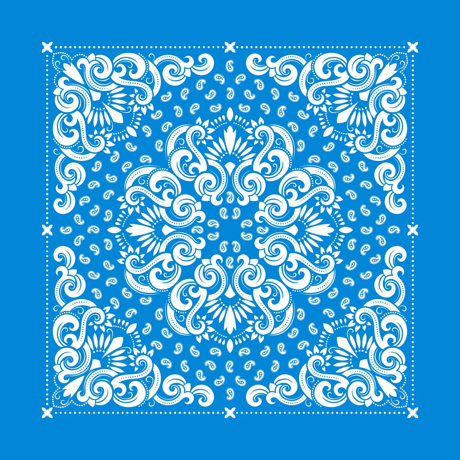 Damask Floral Bandana Template — editable paisley bandana template