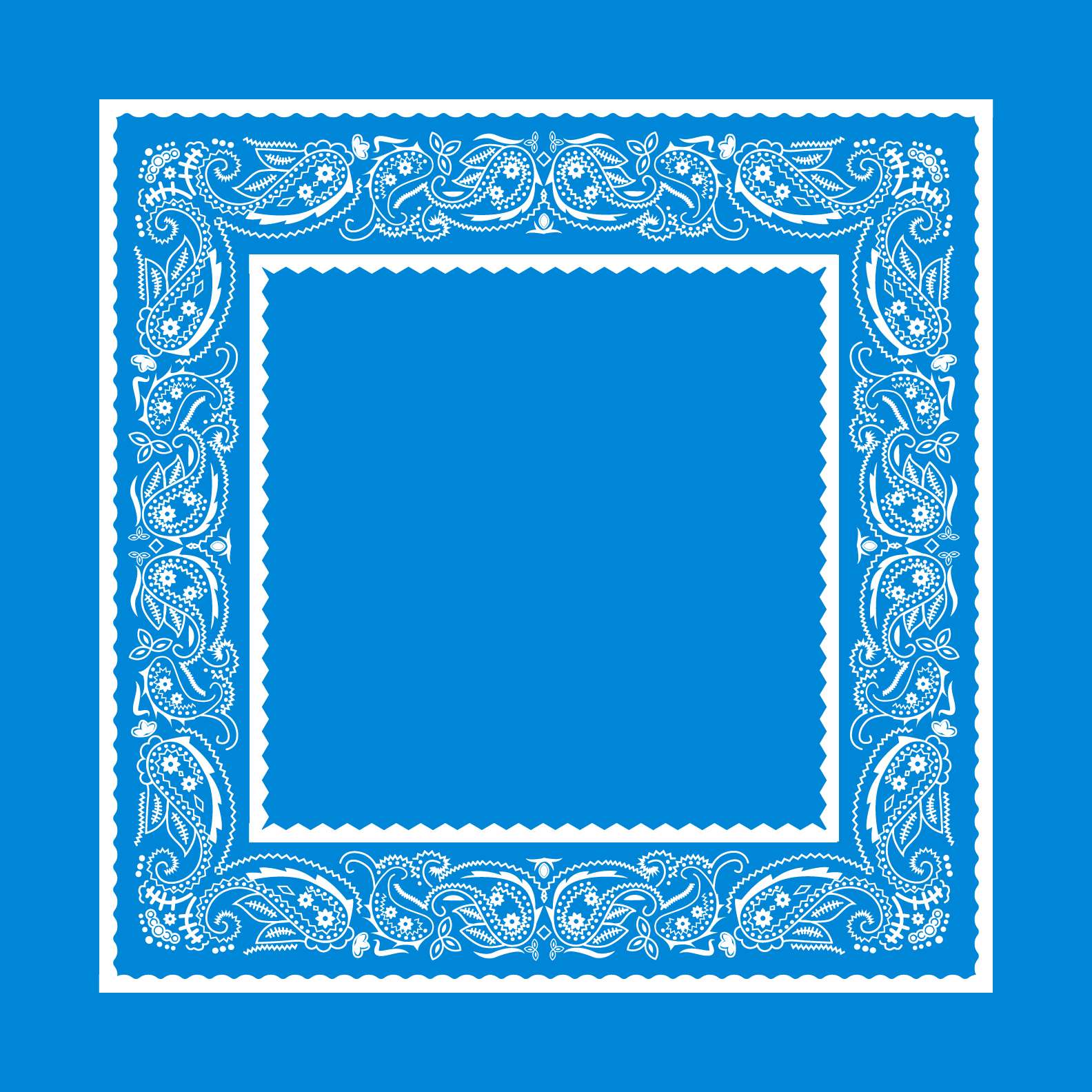 Scalloped Frame Bandana Template — editable paisley bandana template